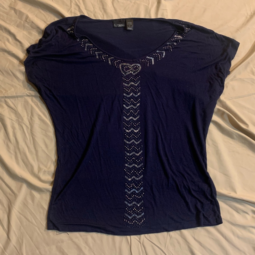Daytrip Navy Embellished Blouse